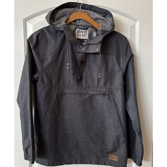 Dravus Men's Gray Pullover‎ windbreaker Hooded Hiking Jacket 1/2 Zip Sz Medium - Picture 1 of 6